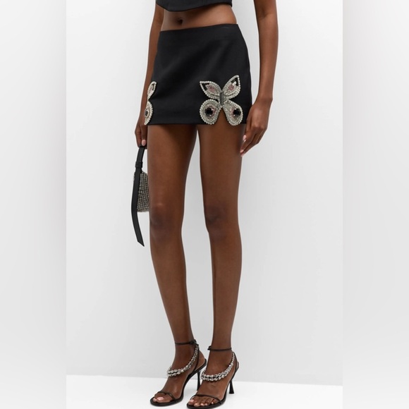 AREA Embroidered Butterfly Mini Skirt  in Black sz 8 NWT 1195$ - Picture 10 of 17